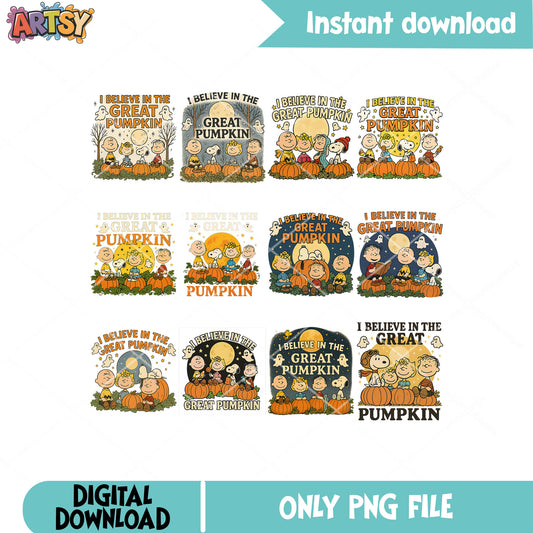 Snoopy great pumpkin png bundle, snoopy halloween png, snoopy pumpkin png