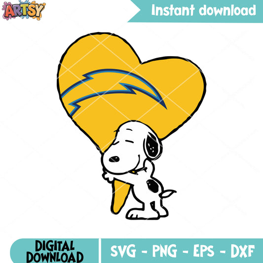 Snoopy heart balloon svg, los angeles chargers svg, NFL teams svg