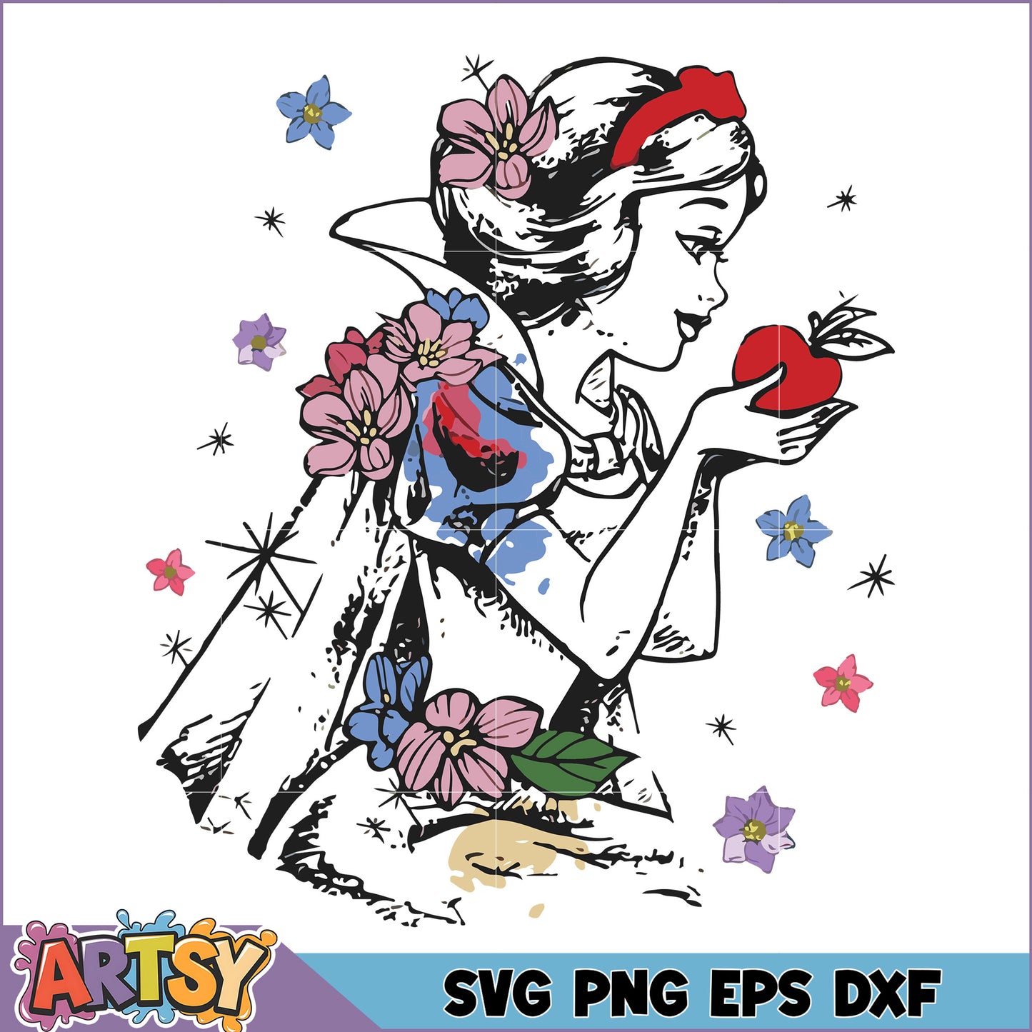 Snow White Floral SVG Design