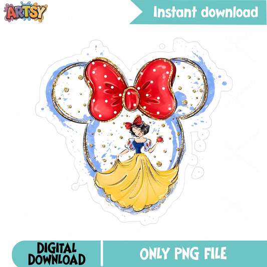 Snow White Mickey Ears PNG, Disney Princess PNG, Minnie Bow PNG