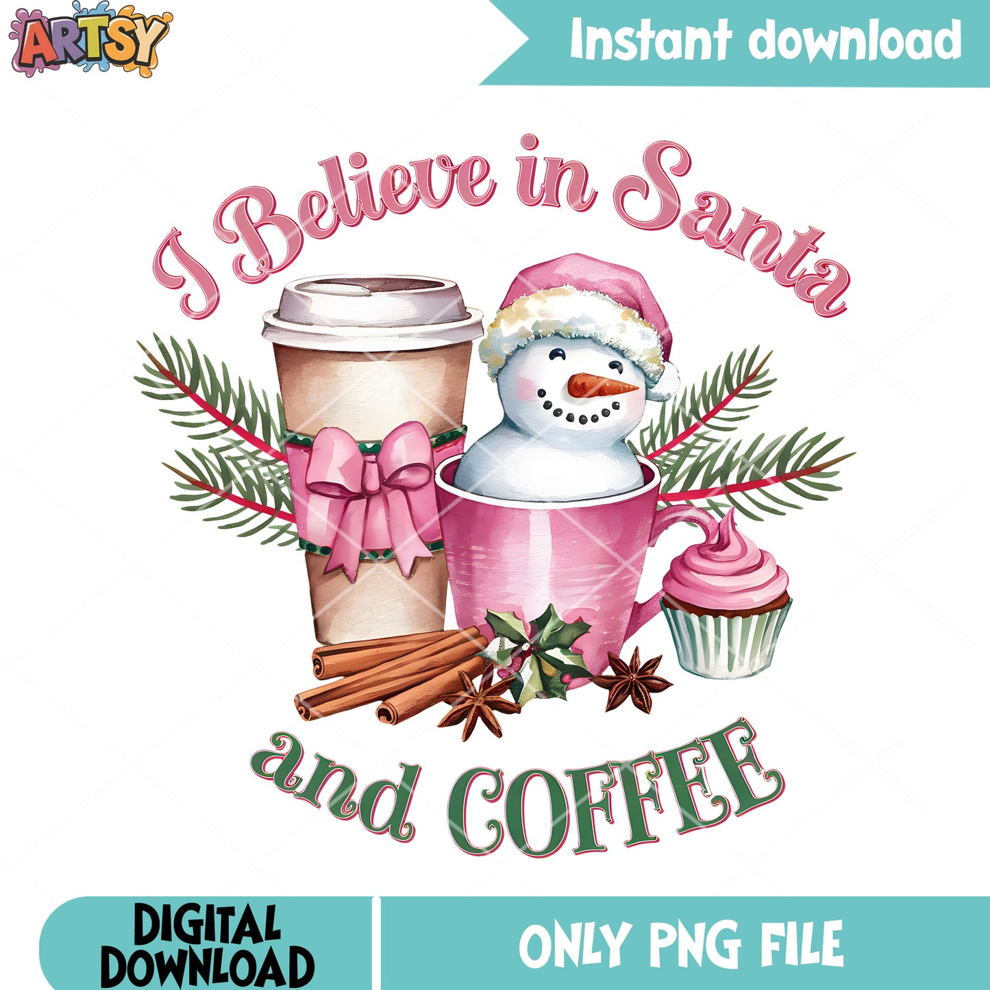 Snowman peeking out xmas png, snowman png, christmas coffee png