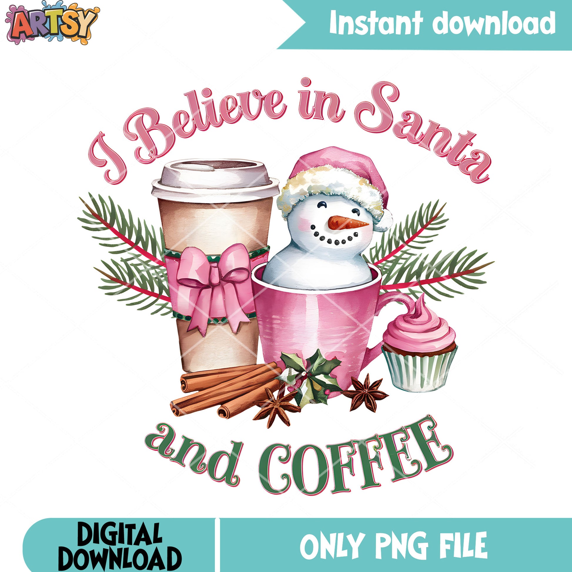 Snowman peeking out xmas png, snowman png, christmas coffee png