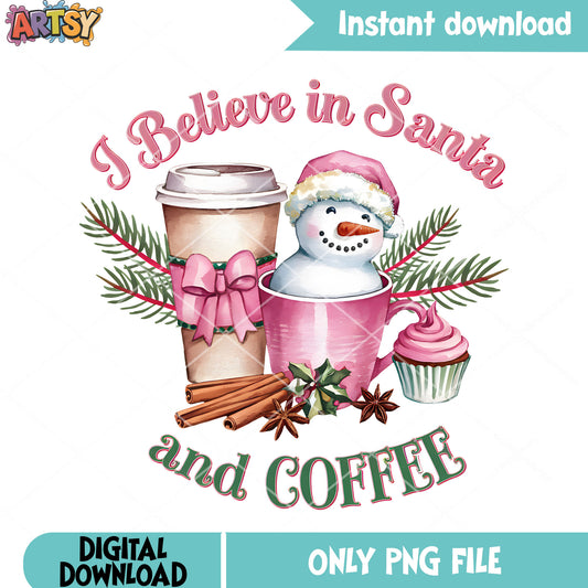 Snowman peeking out xmas png, snowman png, christmas coffee png