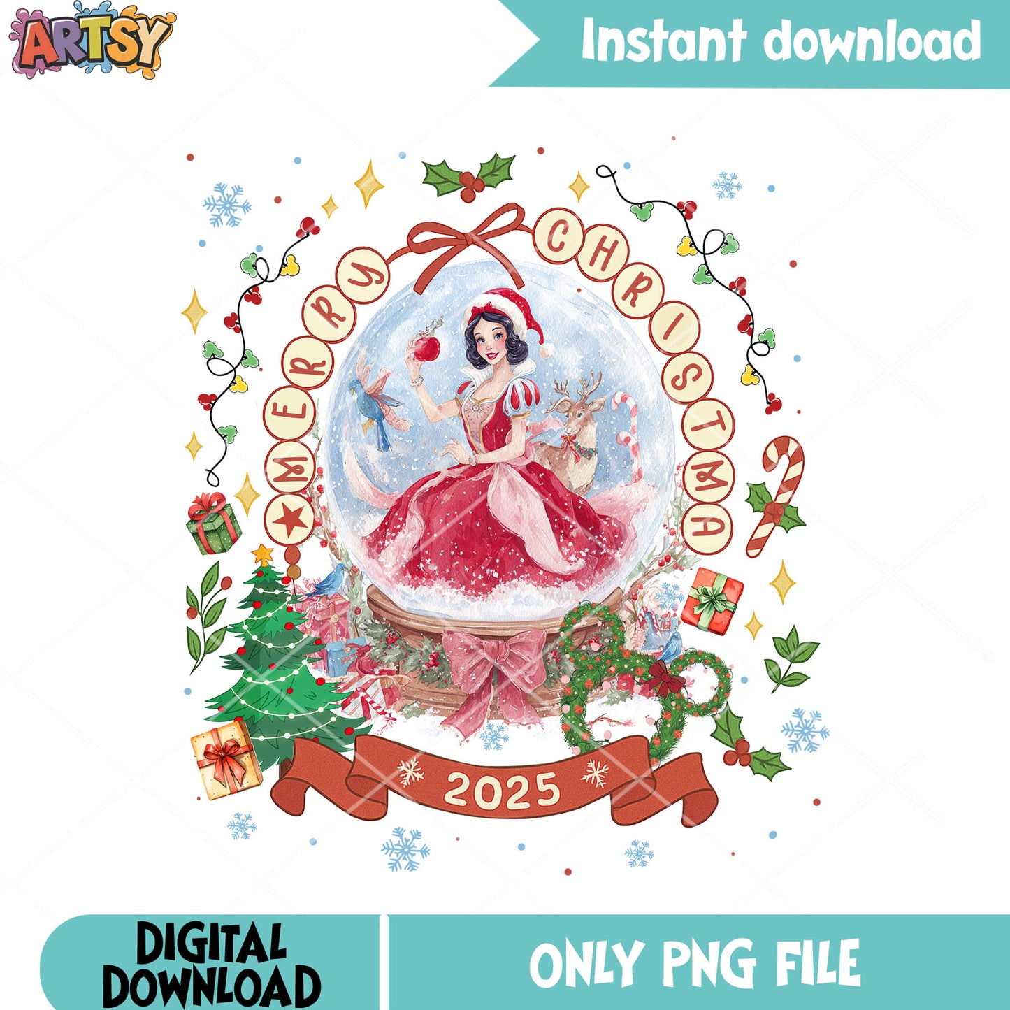 Snow white santa hat png, reindeer png, snow globe png