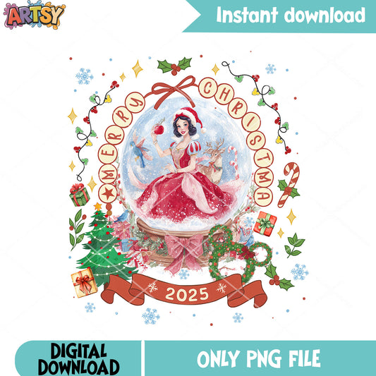 Snow white santa hat png, reindeer png, snow globe png