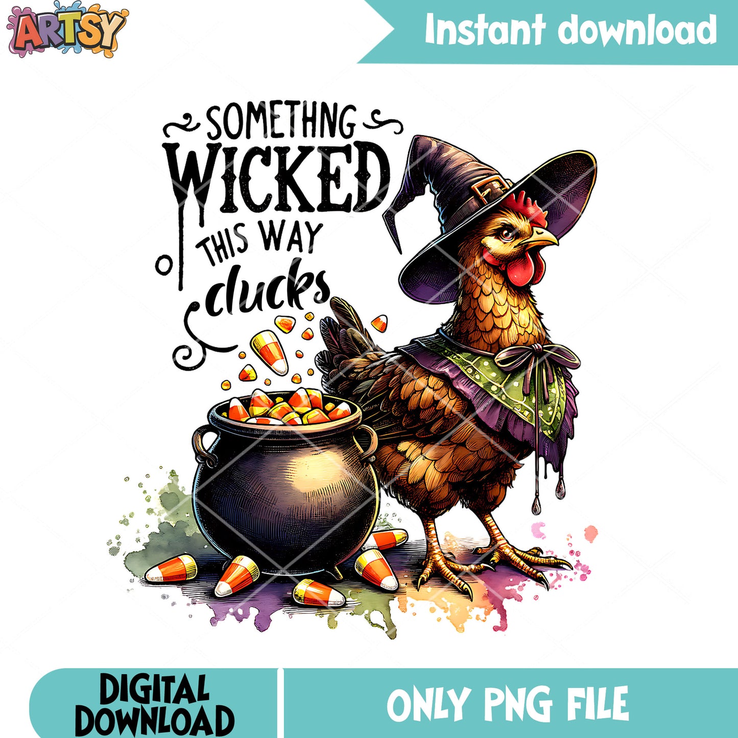 Something wicked this way clucks png, rooster png, scary halloween png