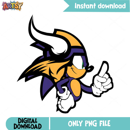 Sonic The Hedgehog Minnesota Vikings PNG, NFL Fan PNG, Football PNG