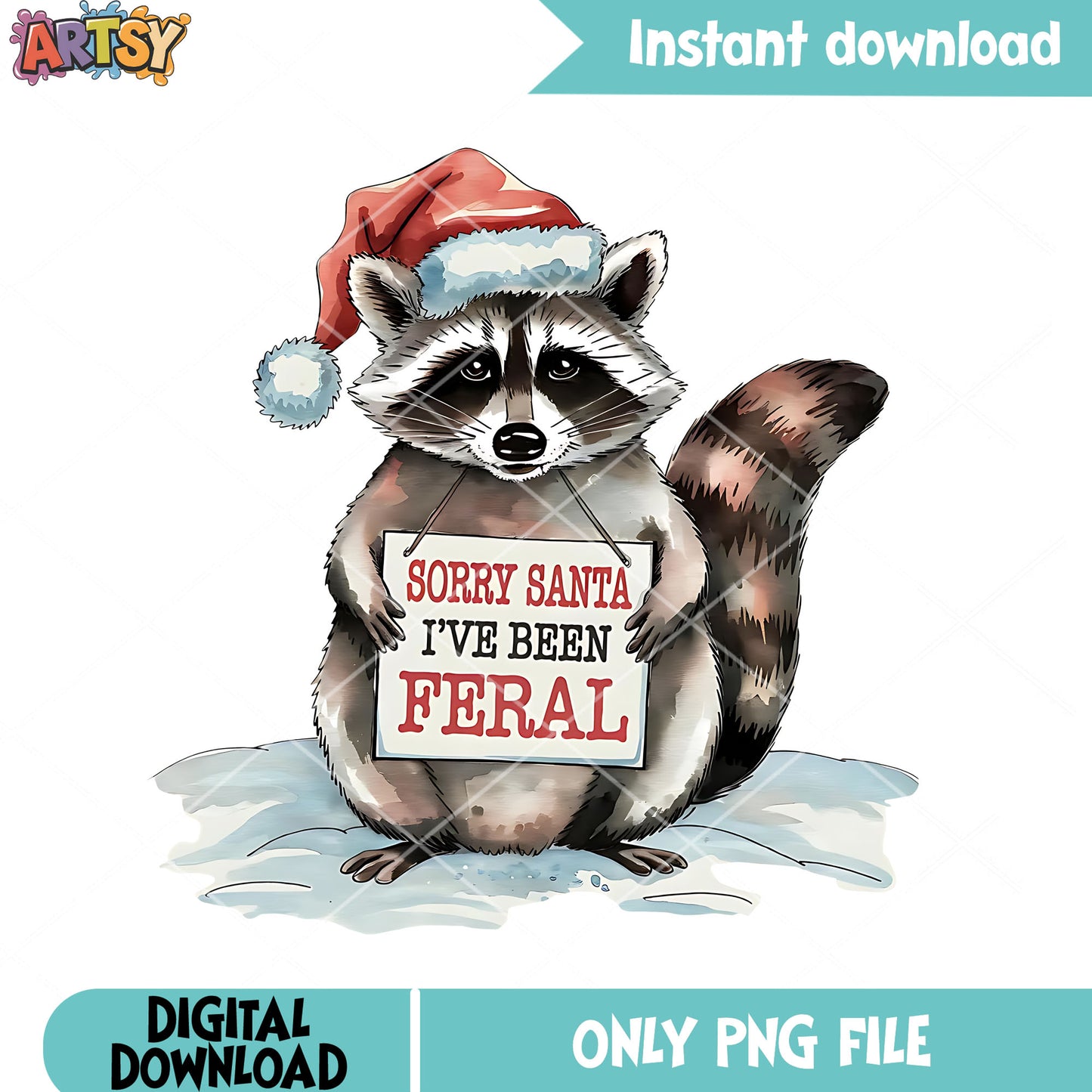 Sorry santa feral png, christmas raccoon inflatable png, raccoon png