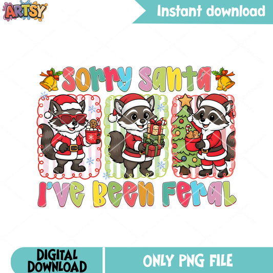 Sorry santa i have been feral png, santa hat png, chrisrmas tree png