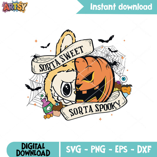 Sorta sweet labubu pumpkin svg, spooky labubu svg, sorta spooky​ svg