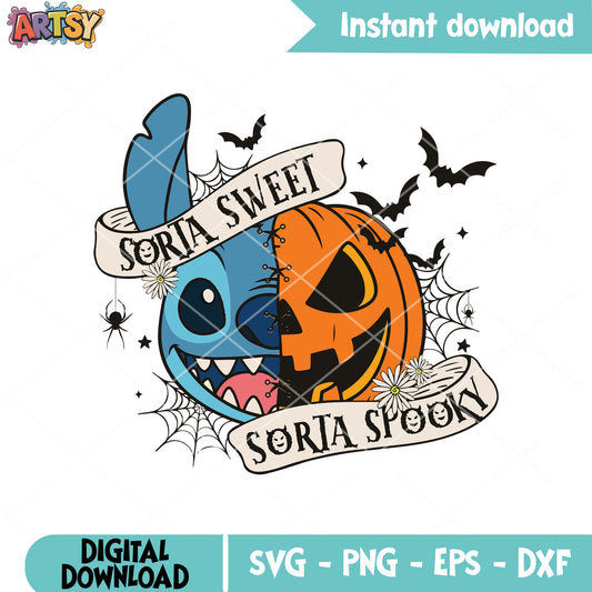 Sorta sweet stitch pumpkin svg, spooky stitch​ svg, sorta spooky​ svg