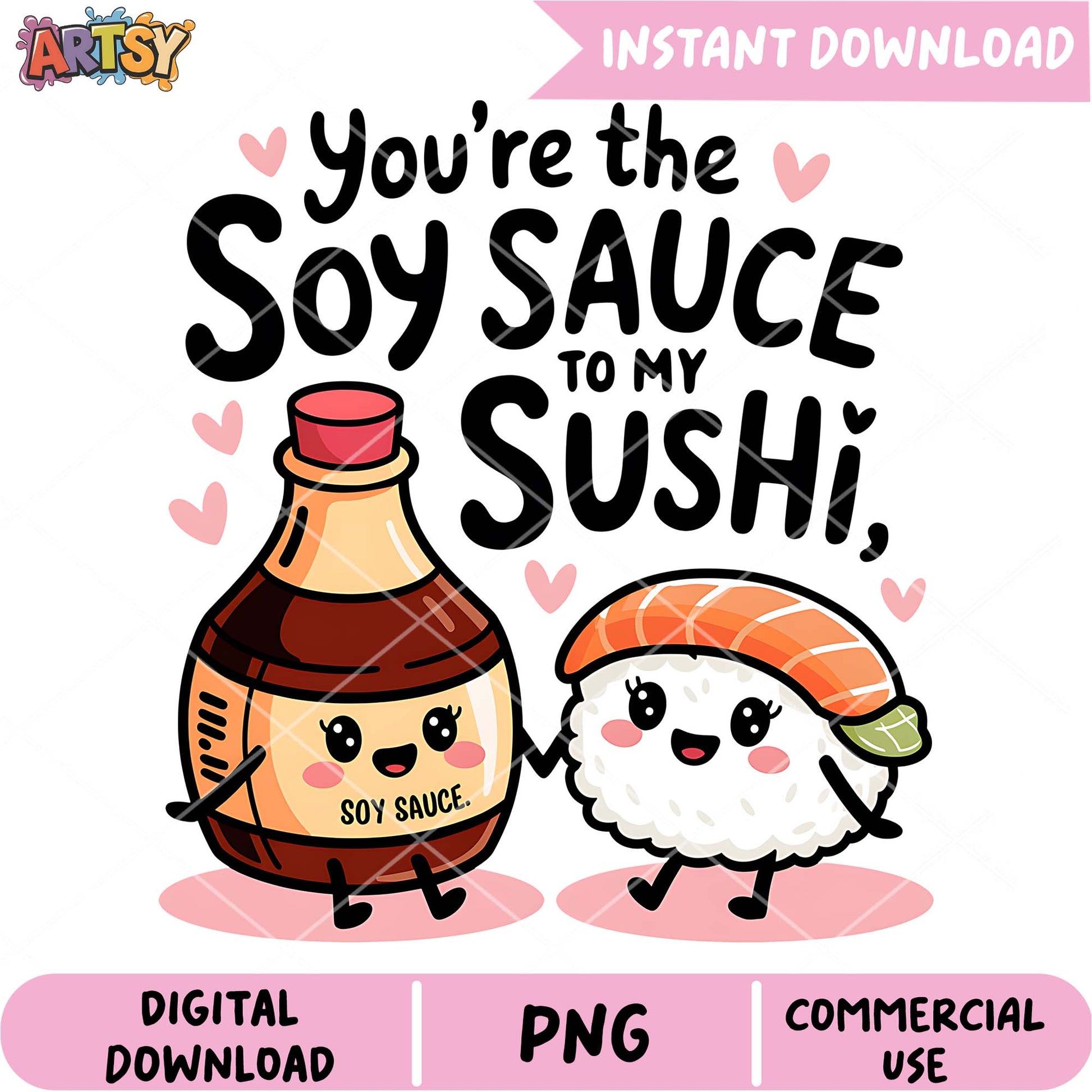 Soy Sauce Sushi PNG Design Instant Download