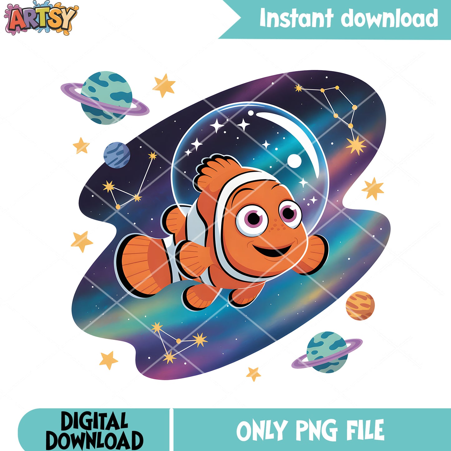 Space style nemo disney png, Clownfish nemo png, finding nemo png