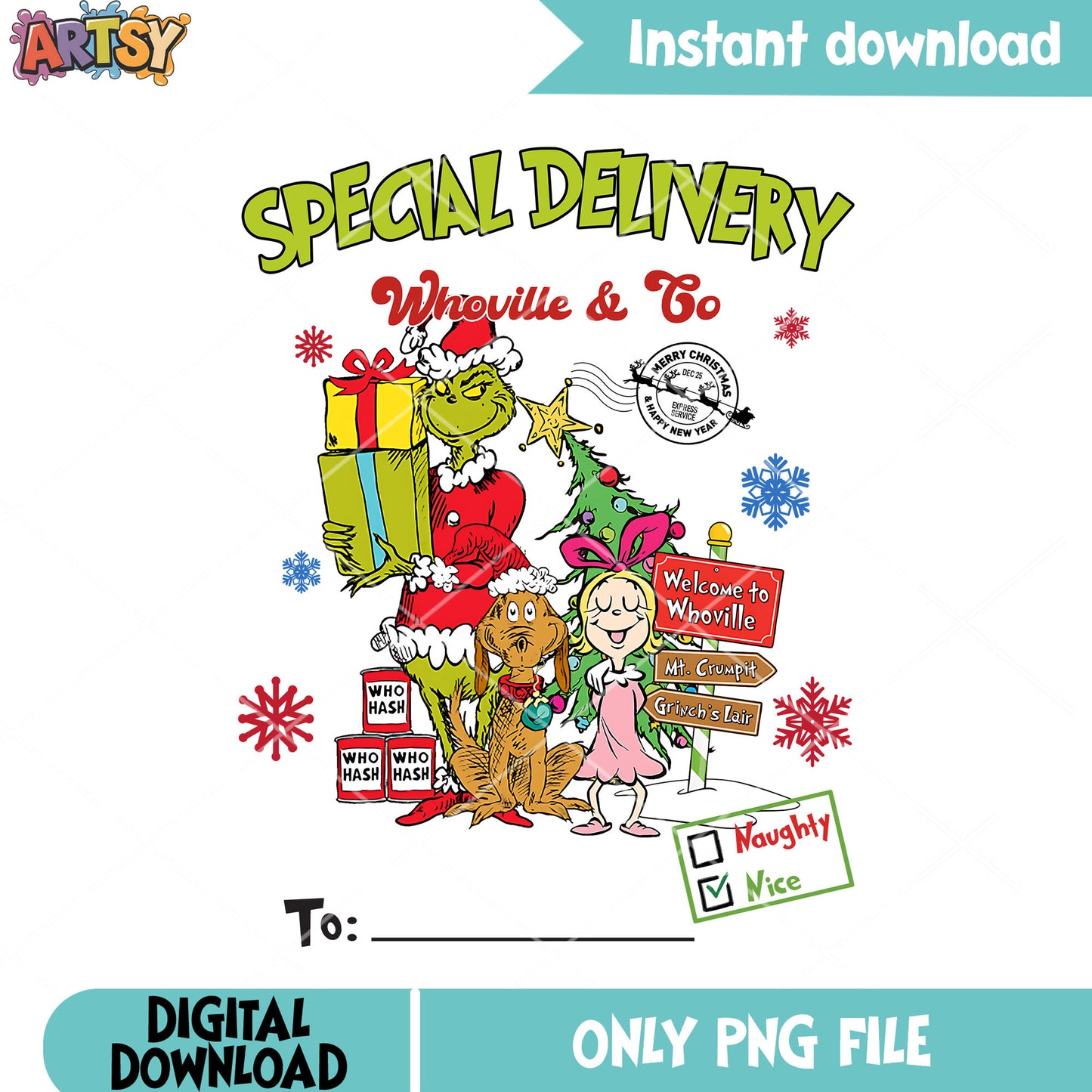 Special north pole xmas png, the grinch png, christmas gifts png