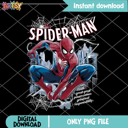 Spider-Man PNG Sublimation Design, Marvel Superhero PNG, Spiderman PNG
