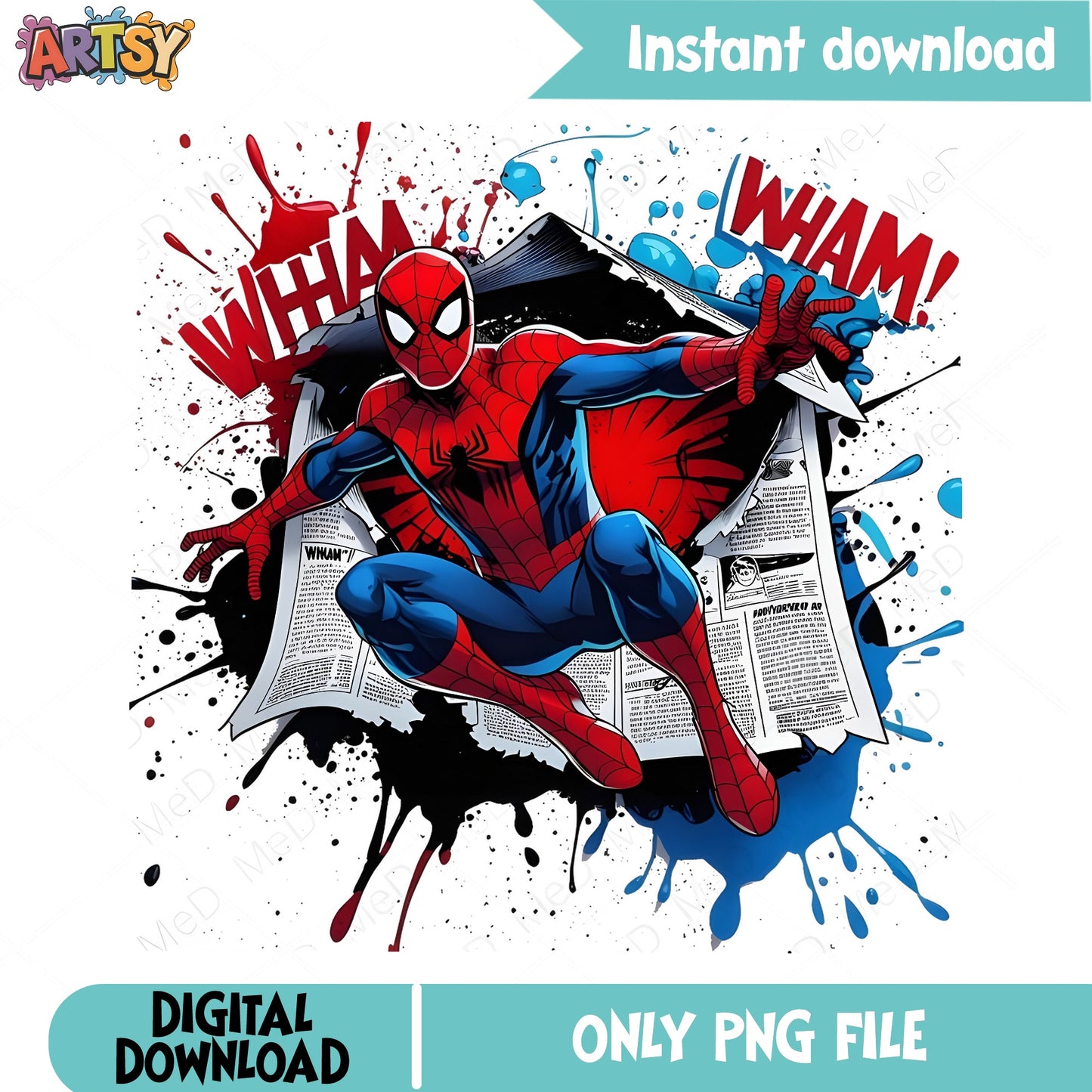Spiderman Comic Wham Splash PNG, Marvel Superhero PNG, Spider Man PNG