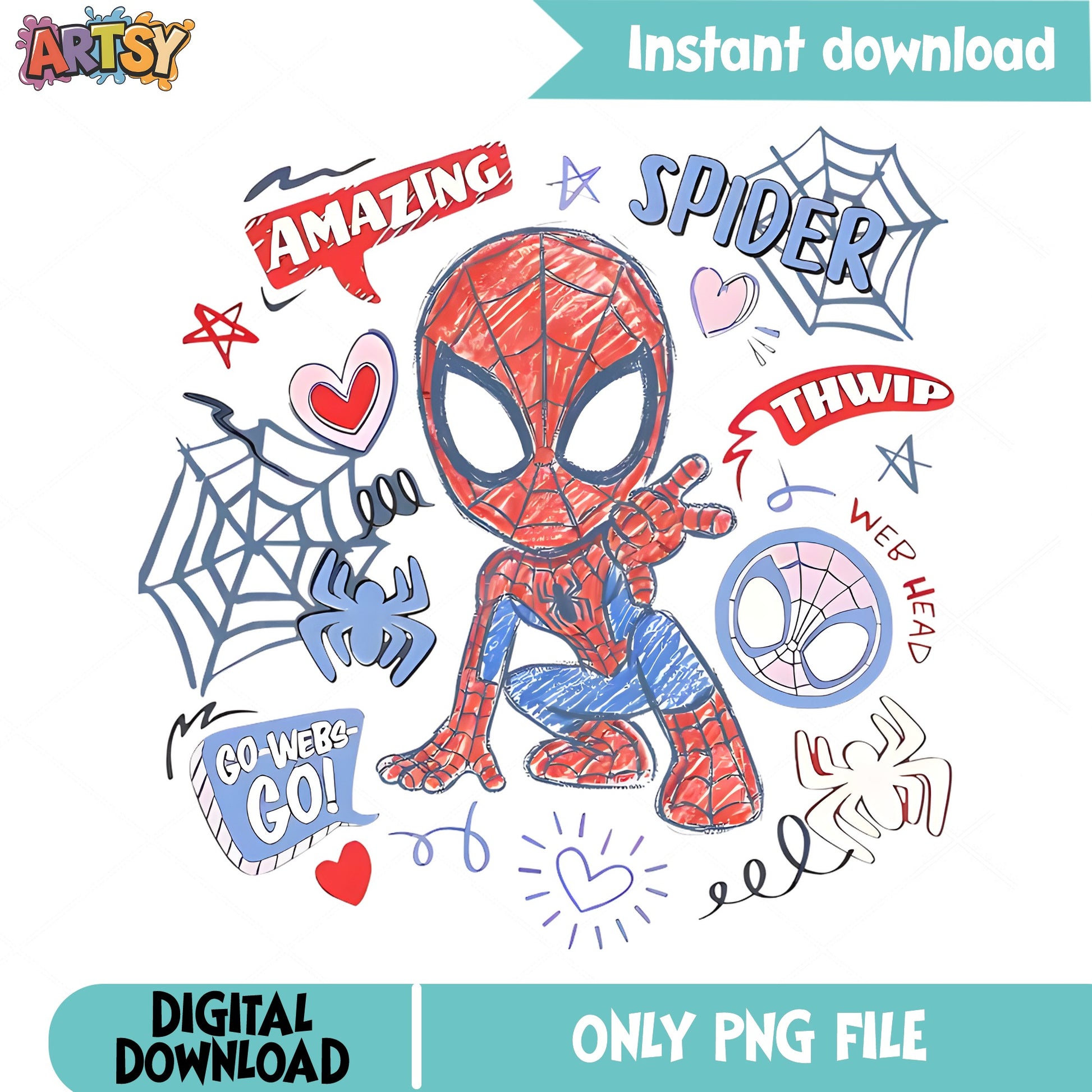 Spiderman Doodle PNG, Amazing Spiderman Clipart, Marvel PNG