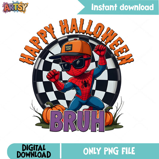Spiderman Happy Halloween Bruh PNG, Halloween PNG, Spooky Season PNG