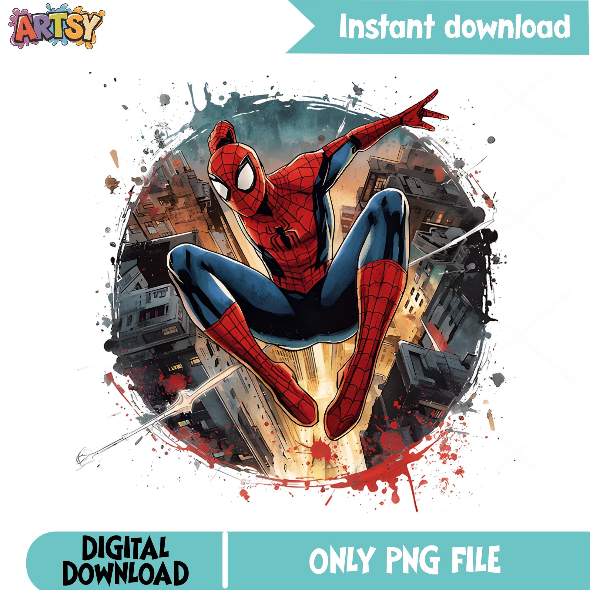 Spiderman Watercolor PNG, Marvel Superhero PNG, Spiderman Clipart PNG