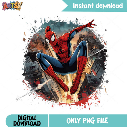 Spiderman Watercolor PNG, Marvel Superhero PNG, Spiderman Clipart PNG