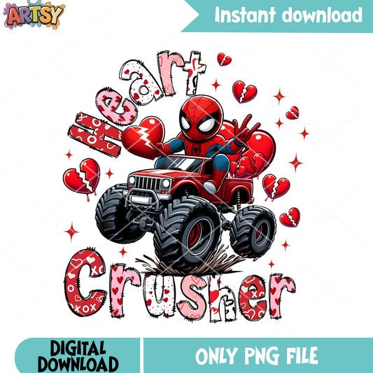Spider man heart crusher png, valentine gifts png, marvel valentine png