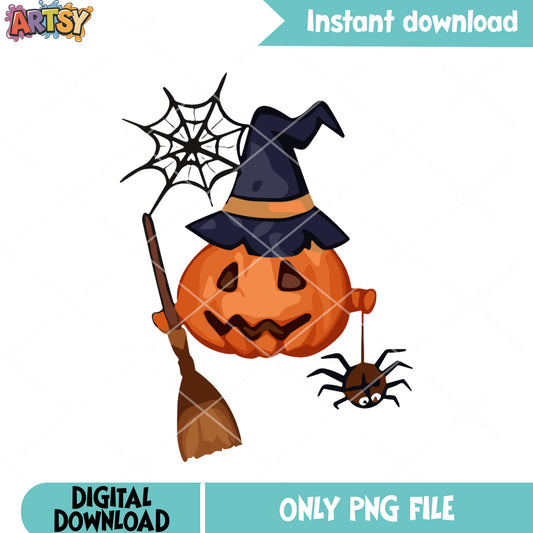Spider web witches hat png, jack o lantern png, halloween night png