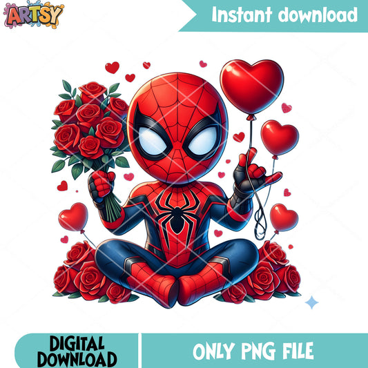 Spidy rose gifts valentine png, spider man png, marvel valentines png