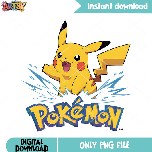 Splash thunder pikachu png, pikachu png, pokemon poster png