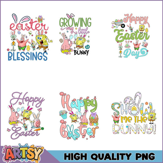 SpongeBob Easter PNG Bundle High Quality Designs