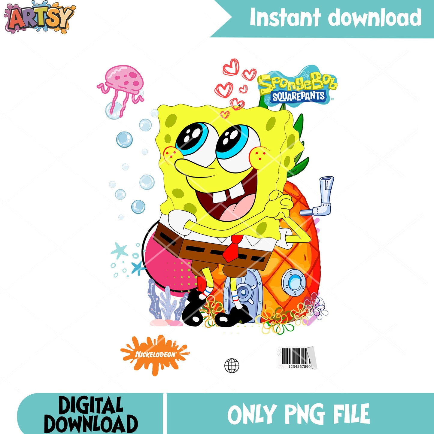 SpongeBob SquarePants png, cute style png, classic cartoon png