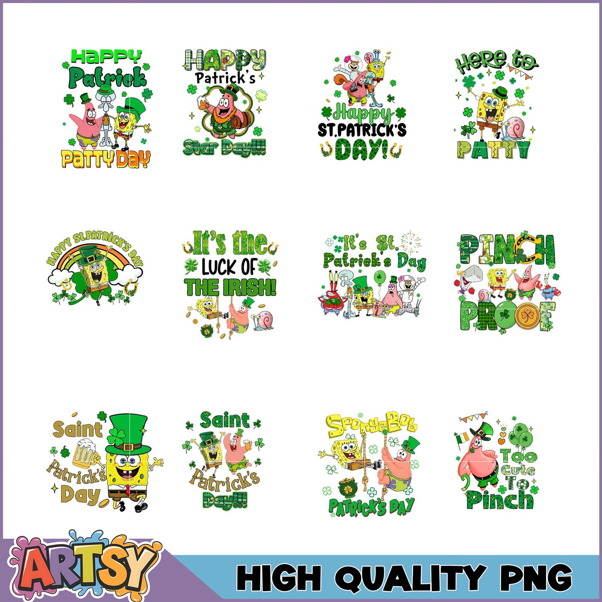 SpongeBob St Patricks Day PNG Bundle High Quality
