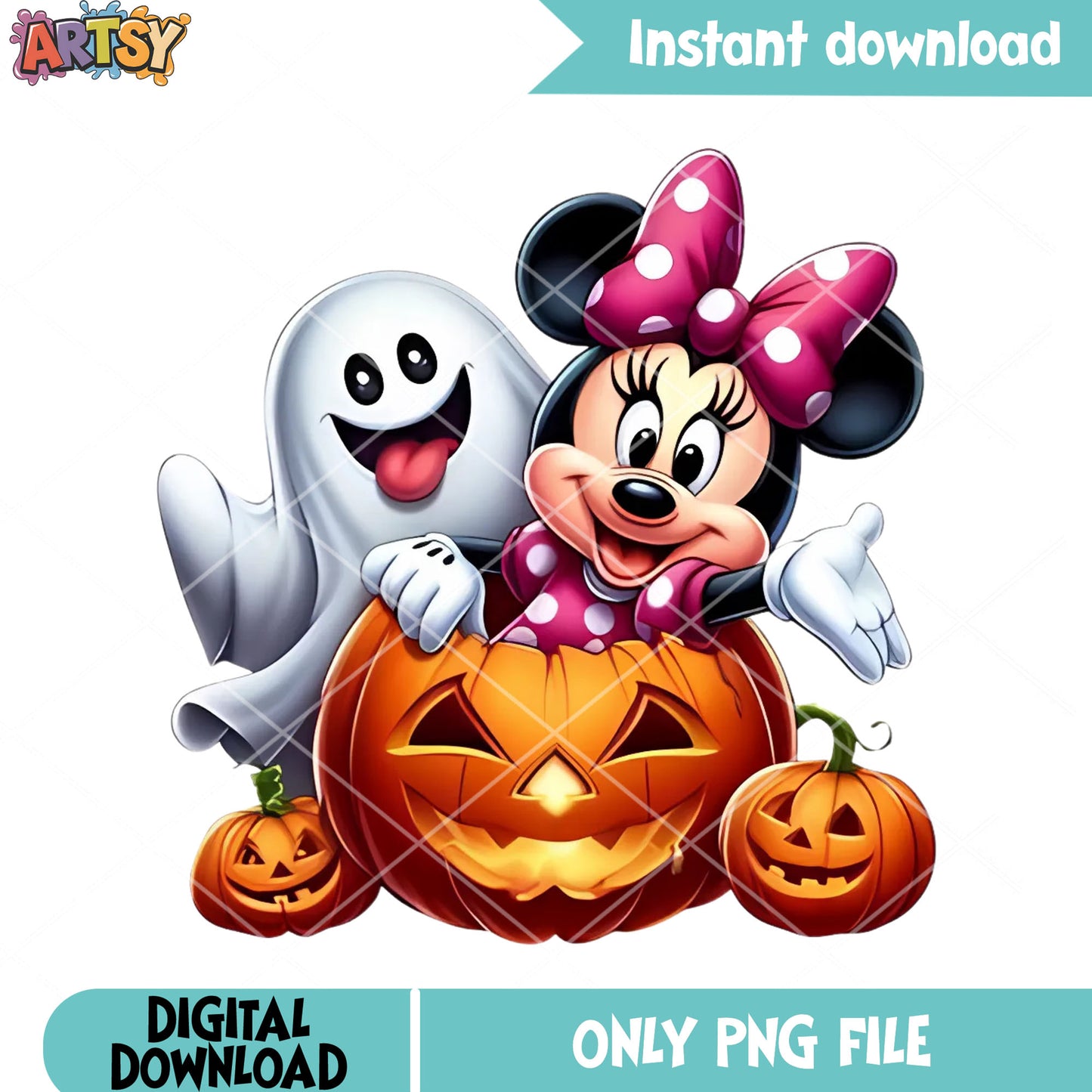 Spooky Minnie art png, jack o lantern png, disney halloween png