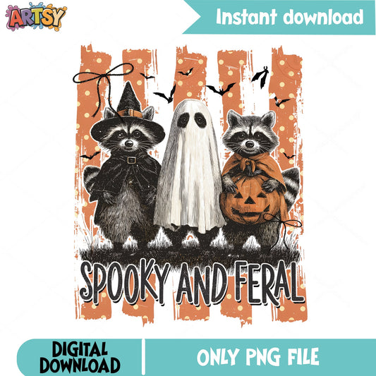 Spooky And Feral Raccoon Halloween PNG, Ghost PNG, Halloween PNG