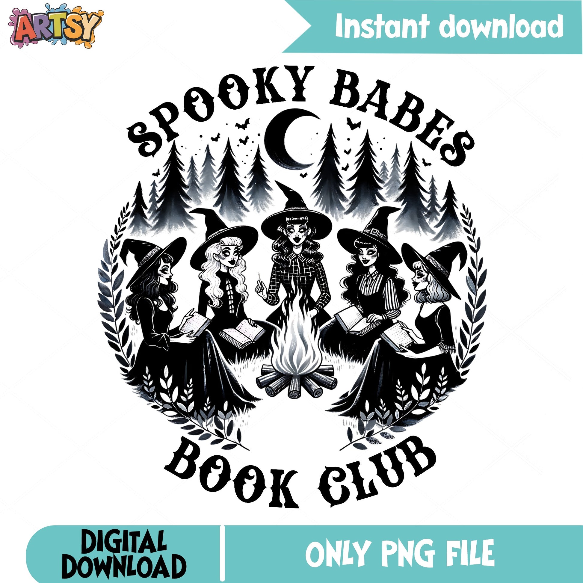 Spooky Babes Book Club PNG, Witch Book Club PNG, Halloween PNG