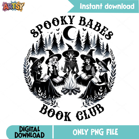 Spooky Babes Book Club PNG, Witch Book Club PNG, Halloween PNG