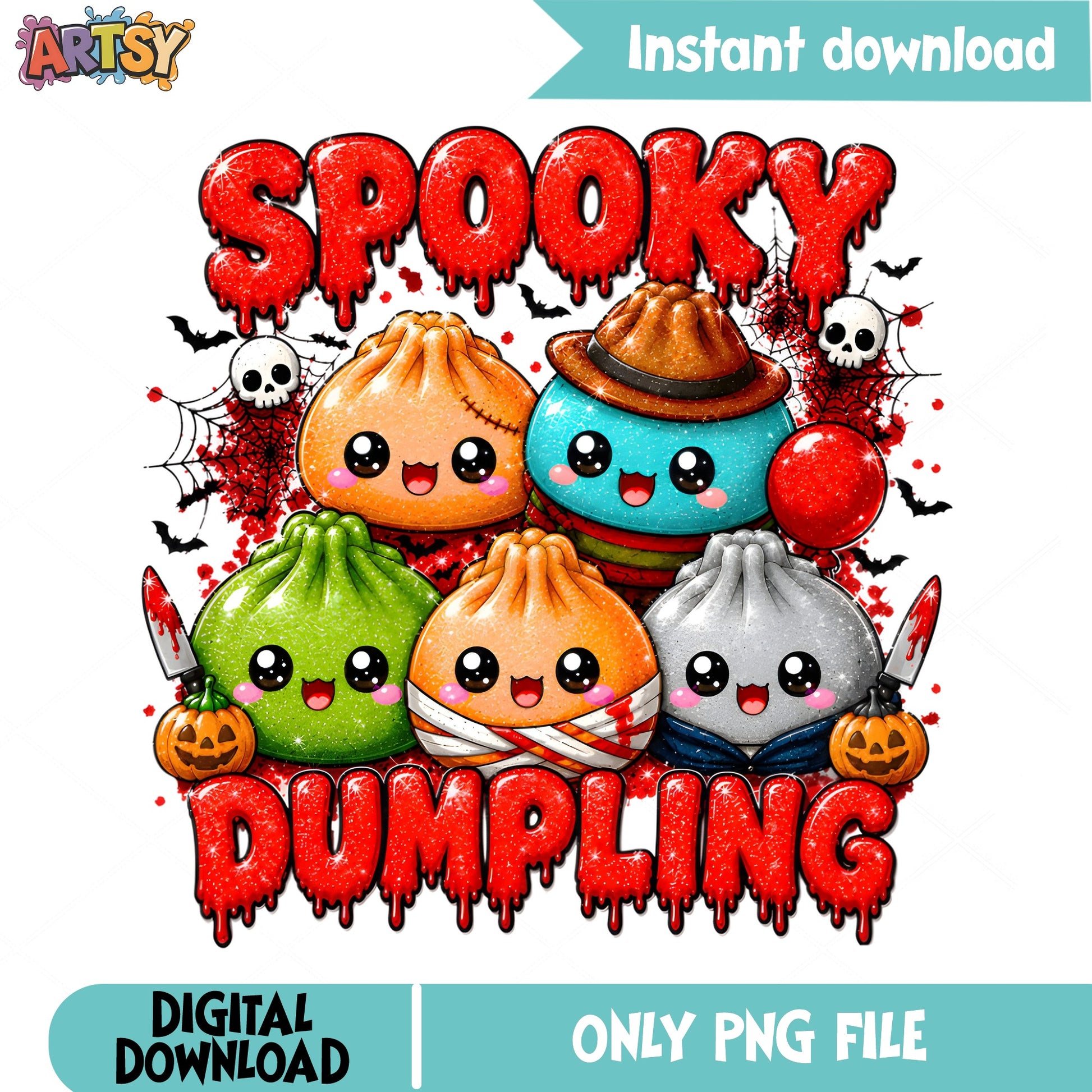 Spooky Dumpling Halloween PNG, Cute Dumpling PNG, Halloween PNG