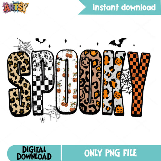 Spooky Halloween PNG, Leopard Print Halloween Shirt, PNG