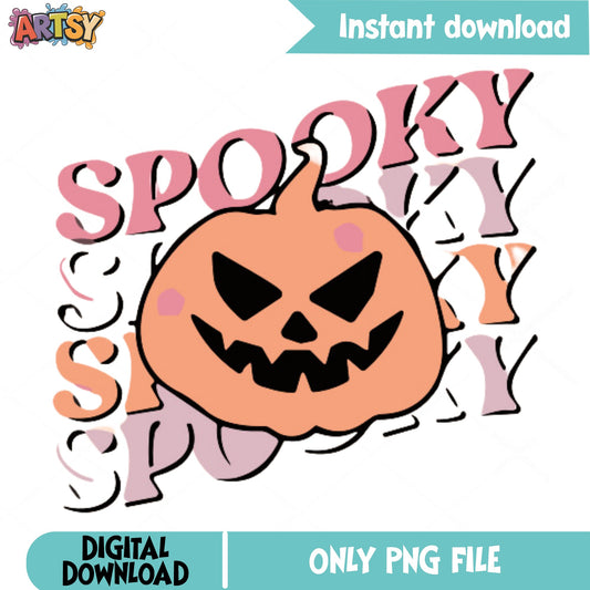 Spooky Pumpkin Halloween PNG, Jack O Lantern PNG, Halloween PNG