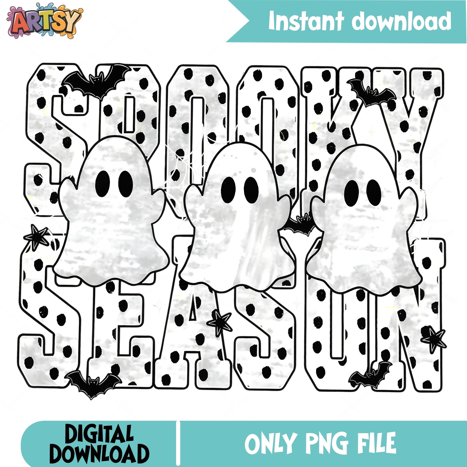 Spooky Season Halloween PNG, Ghost Bat Halloween Shirt, PNG