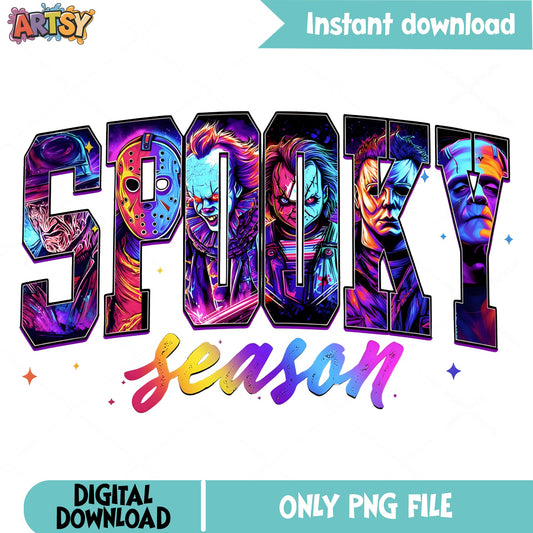 Spooky Season Horror Characters PNG, Halloween PNG, Horror Movie PNG