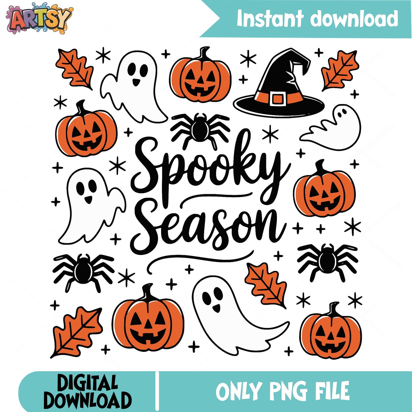 Spooky Season PNG, Halloween Ghost Pumpkin PNG, Fall PNG