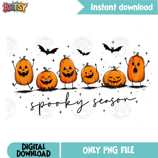 Spooky Season Pumpkin PNG, Halloween Jack O Lantern PNG, Fall PNG
