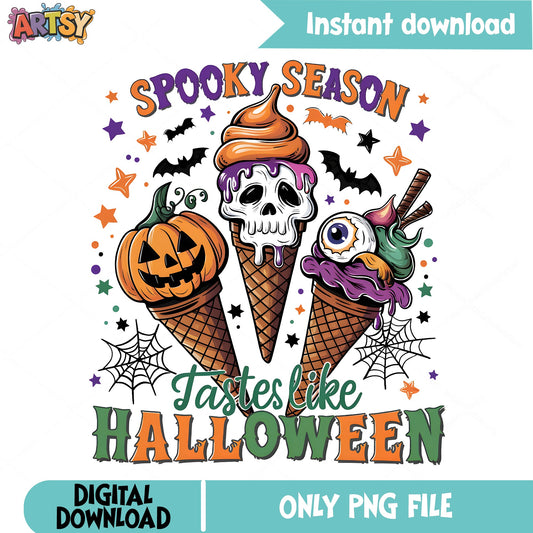 Spooky Season Tastes Like Halloween PNG, Ice Cream PNG, Halloween PNG