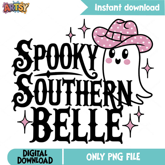 Spooky Southern Belle PNG, Cowboy Ghost Halloween PNG, Western Ghost PNG