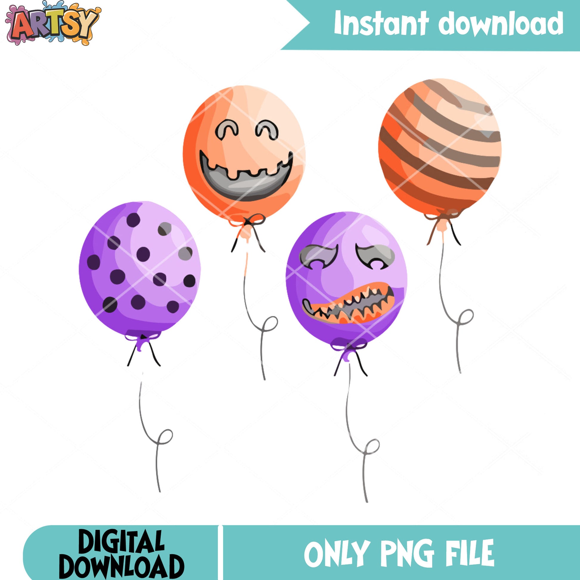 Spooky balloon png, halloween decorations png, halloween night png