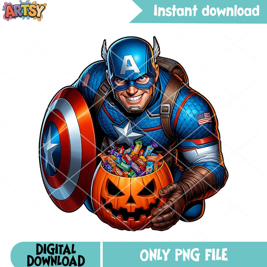 Spooky captan america png, jack o lantern png, marvel halloween png