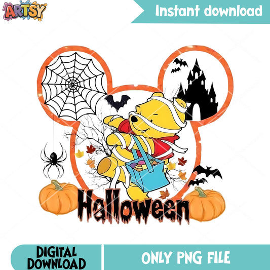 Spooky castle Pooh png, winnie the pooh png, disney halloween png