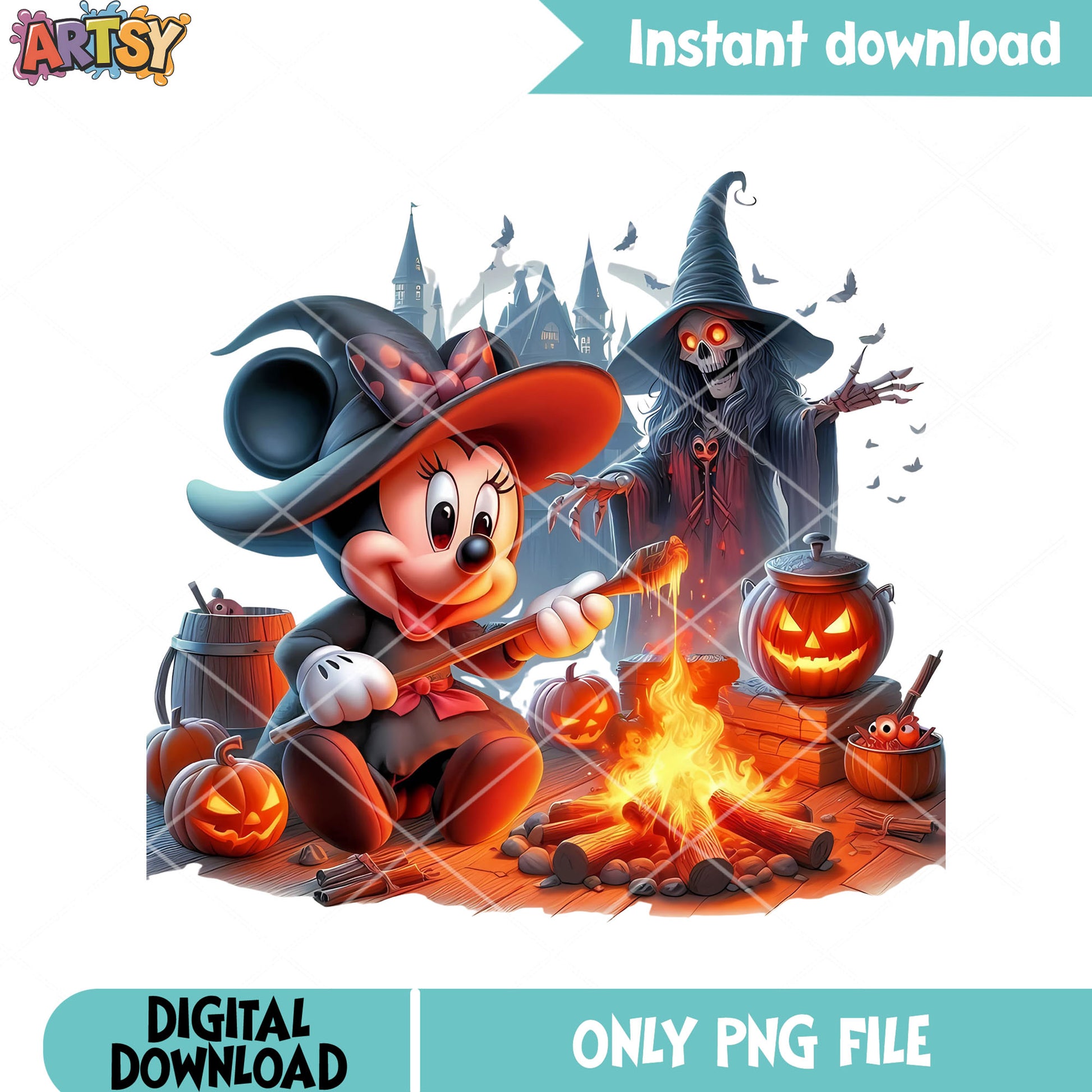 Spooky castle png, Minnie the witch​ png, jack o lantern png