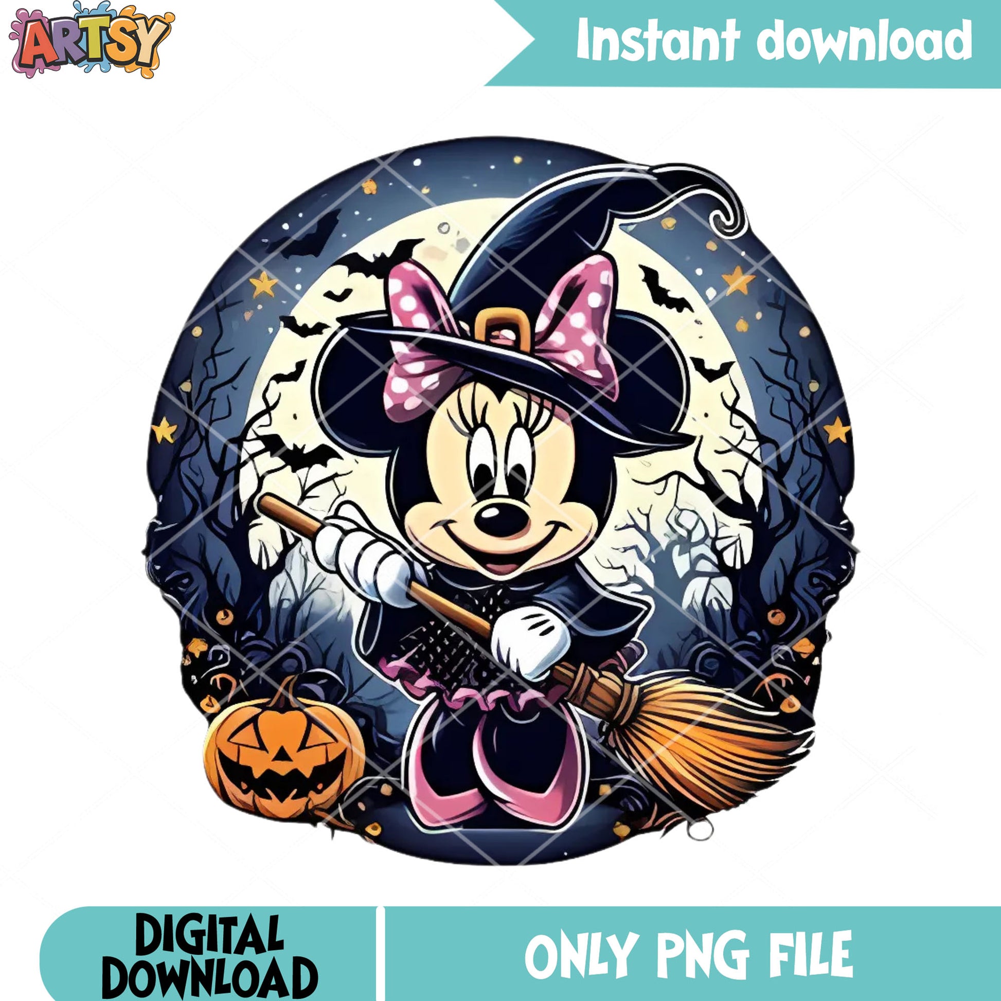 Spooky forest in the night png, wicker pumpkin png, witch broom png