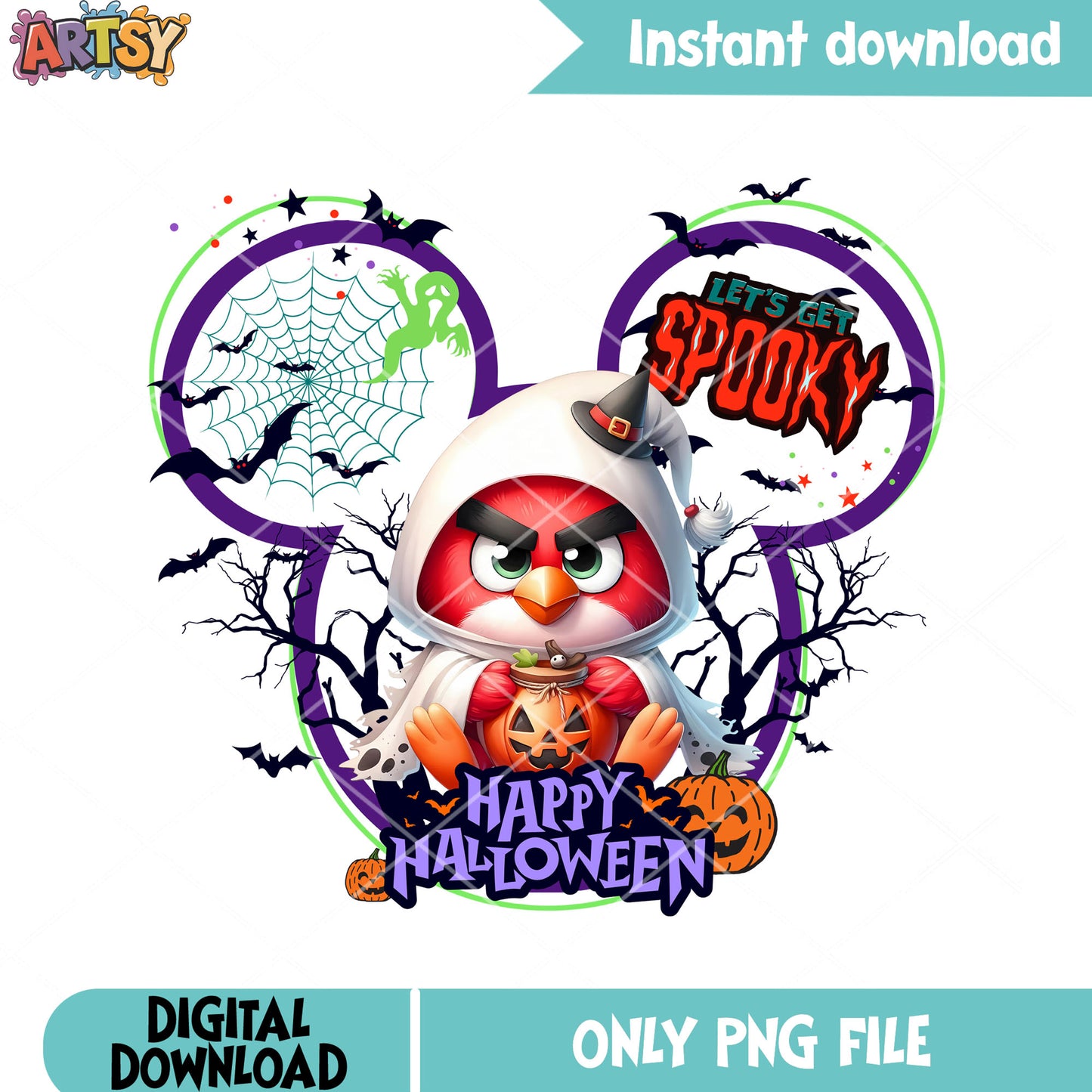 Spooky forest pumpkin png, nintendo halloween png, angry bird png